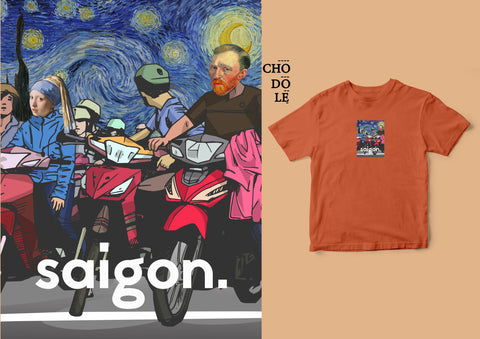 Áo thun unisex in hình Starry Night in Saigon