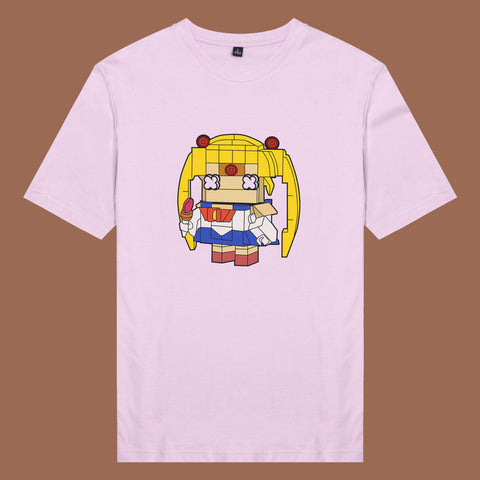 Áo thun unisex cotton in hình funky cartoon series - sailor moon lego (nhiều màu)