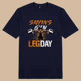 Áo thun unisex cotton in hình Dragonball - Saiyan Gym Leg day (nhiều màu)