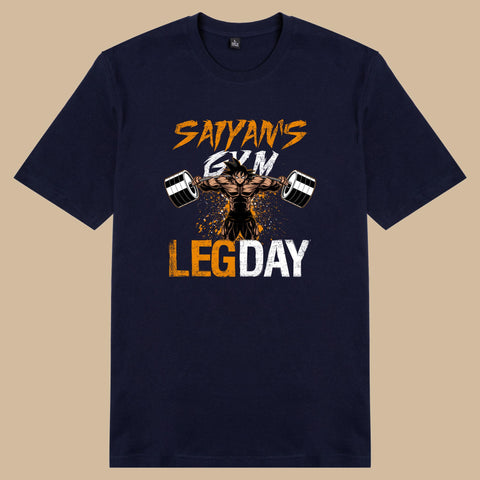Áo thun unisex cotton in hình Dragonball - Saiyan Gym Leg day (nhiều màu)