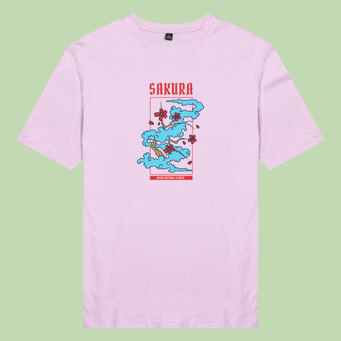 Áo thun unisex cotton 100% in hình Sakura, Japanese Art (nhiều màu)