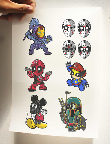 In custom theo ý thích set A4 sticker ủi lên áo, túi tote