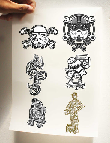 A4 sticker ủi lên áo, túi tote - Set 12