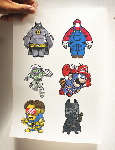 Set A4 sticker ủi lên áo, túi tote - Set 8