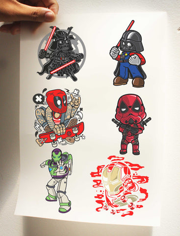 A4 sticker ủi lên áo, túi tote - Set 9
