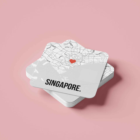Đế lót ly vuông in hình Love City - Singapore