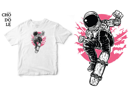 ÁO THUN UNISEX COTTON 100% IN HÌNH SPACE SKATER