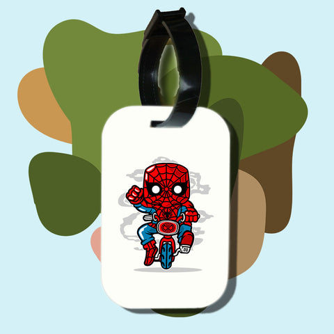 Travel tag cho túi xách/balo du lịch in hình Super Heroes series - Spider plumber bike