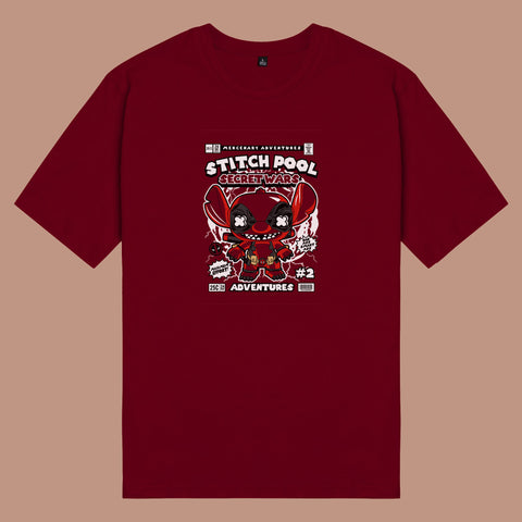 Áo thun unisex cotton in hình pop culture cartoon series - Stitch Pool (nhiều màu)