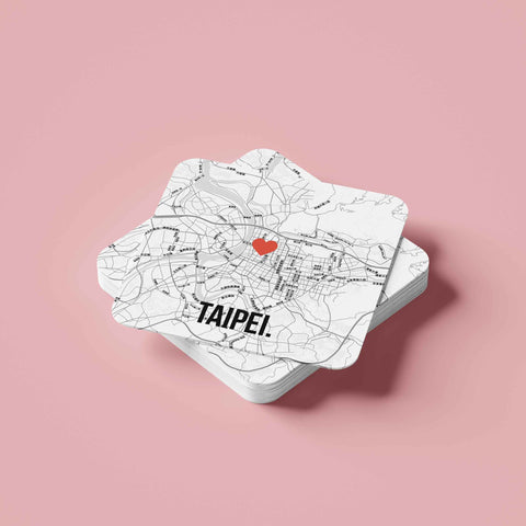 Đế lót ly vuông in hình Love City - Taipei