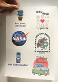 Set A4 sticker ủi lên áo, túi tote - Set 1