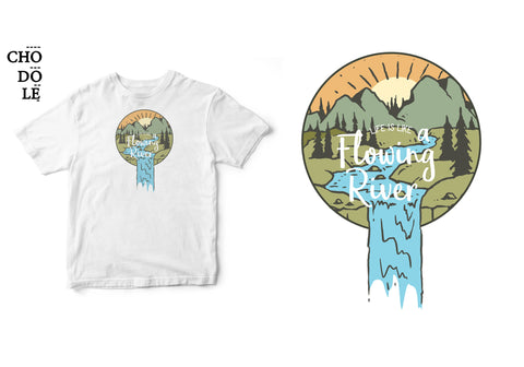 Áo thun unisex cotton 100% in hình Life is like a flowing river.
