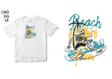 Áo thun unisex cotton 100% in hình Beach and surf for fun.