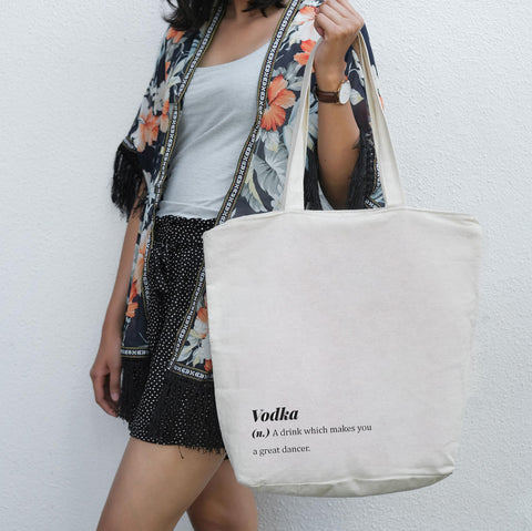 Túi tote vải in chữ  Vodka