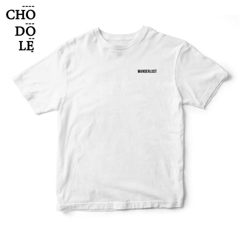 Áo thun in chữ quote tee Wanderlust (Màu trắng)
