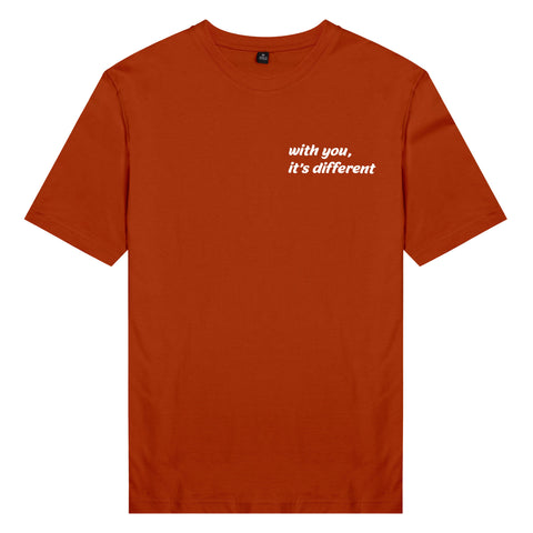 Áo thun cặp in chữ with you, it's different (nhiều màu)