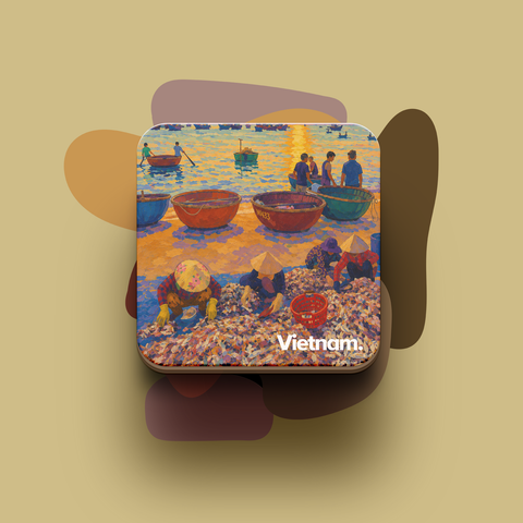 Da Nang Vietnam Souvenir Coaster – Coastal Fishermen