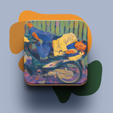Sleeping Man on bike— Vietnam On Bike series Travel Coaster