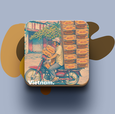 Hảo Hảo Noodle Man on bike — Vietnam On Bike series Travel Coaster