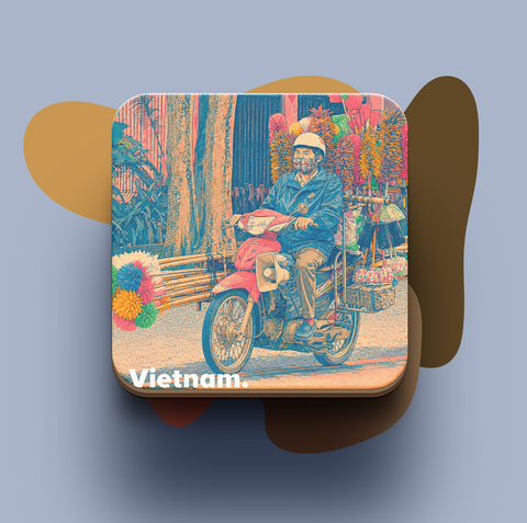 Chổi Long Gà Man on bike — Vietnam On Bike series Travel Coaster (Copy)