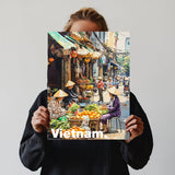 Tranh poster khổ A3 giấy mỹ thuật in hình Du lịch Vietnam - Vietnam wet market