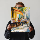 Tranh poster khổ A3 giấy mỹ thuật in hình Du lịch Vietnam - A morning gossip