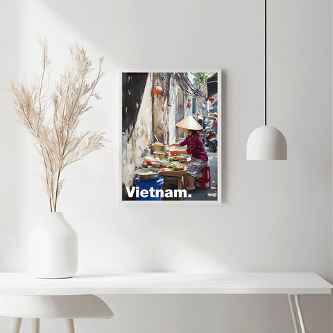 Tranh poster khổ A3 giấy mỹ thuật in hình Du lịch Vietnam - street food auntie