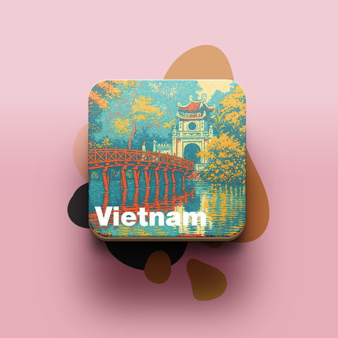 Đế lót ly bằng gỗ in hình Du lịch Vietnam - nhiều hình in