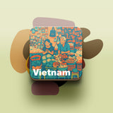 Đế lót ly bằng gỗ in hình Du lịch Vietnam - nhiều hình in