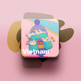Đế lót ly bằng gỗ in hình Du lịch Vietnam - nhiều hình in