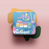 Đế lót ly bằng gỗ in hình Du lịch Vietnam - nhiều hình in
