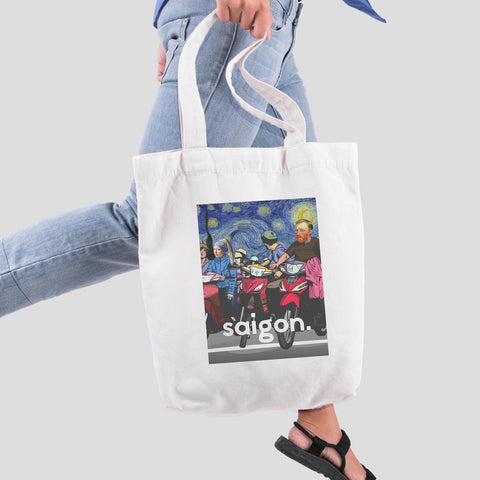 Vietnam Souvenir Travel Tote Bag – Saigon Van Gogh Starry Night