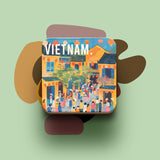 Đế lót ly bằng gỗ in hình Du lịch Vietnam - nhiều hình in