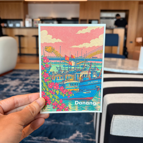 Danang Vietnam Souvenir Postcard – Dragon Bridge & Fishing Boats