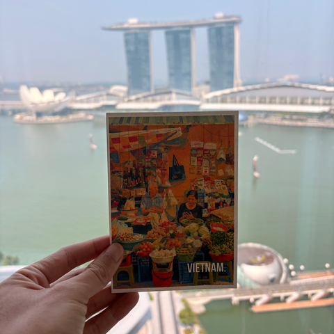 Vietnam Souvenir Postcard – Local Tradional Market Vendor