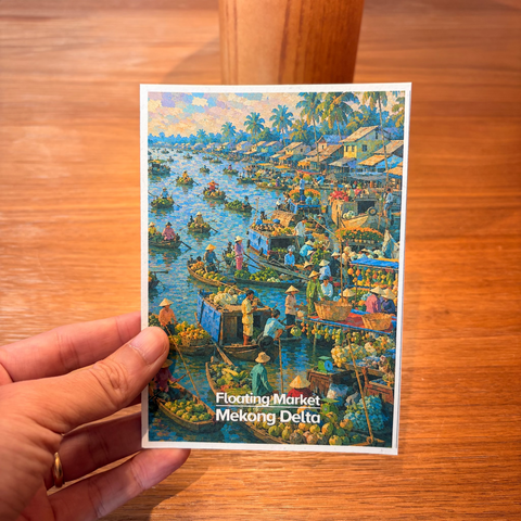 Vietnam Souvenir Postcard – Floating Market Mekiong Delta