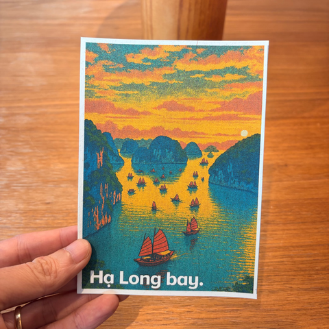 Vietnam Souvenir Postcard – Ha Long Bay – Junk Boats