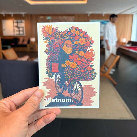 Vietnam Souvenir Postcard – Flower Vendor Bicycle