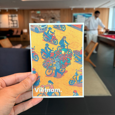 Vietnam Souvenir Postcard – Vietnam – Flower Bike Traffic