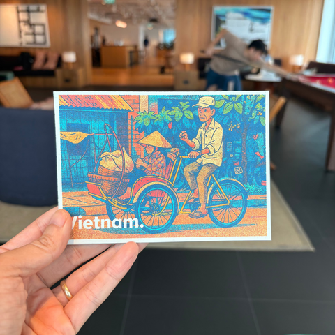 Vietnam Souvenir Postcard – Cyclo Driver and wife
