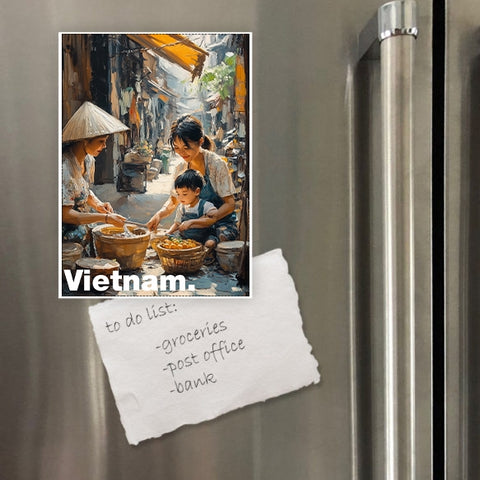 Chodole Vietnam Fridge Magnet – Sunlit Alley Life of Mother and Son