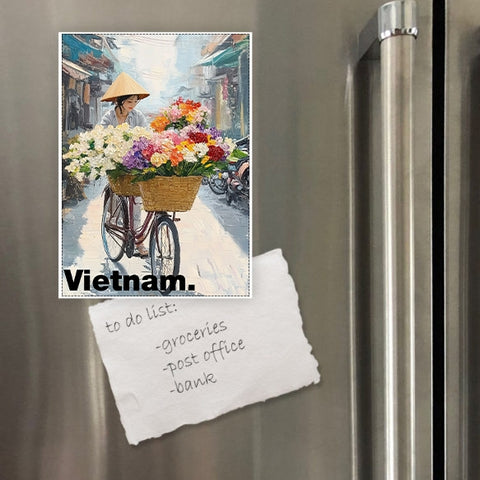 Chodole Vietnam Fridge Magnet – Street Flower Bicycle Vendor