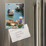 Chodole Vietnam Fridge Magnet – Round Basket Boat Fishermen