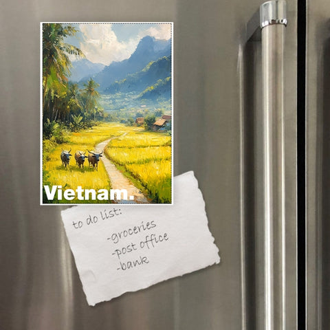 Chodole Vietnam Fridge Magnet – Water Buffalo Rice Paddy