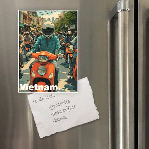 Chodole Vietnam Fridge Magnet – Hoi An – Motorbike Commuter
