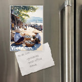 Chodole Vietnam Fridge Magnet – Morning Fish Market in Water Colour