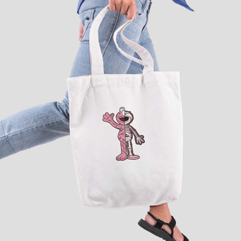 Túi tote vải in hình Half Skeleton - Elmo (nhiều màu)