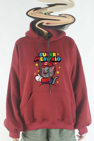 Áo khoác hoodie unisex cotton hình Cat Lover Series - Super Meowrio (nhiều màu)