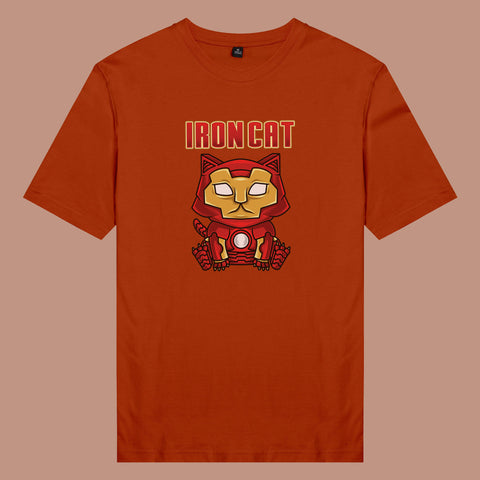 Áo thun unisex cotton in hình phim Cat Lover series - Iron Cat (nhiều màu)