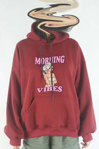 Áo khoác hoodie unisex cotton hình Morning Vibe (nhiều màu)